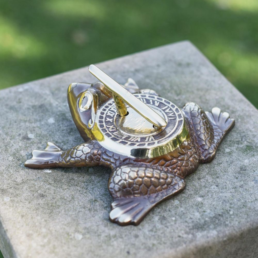 Antique Brass 'Frog Prince' Sundial 200mm Black Country Metalworks