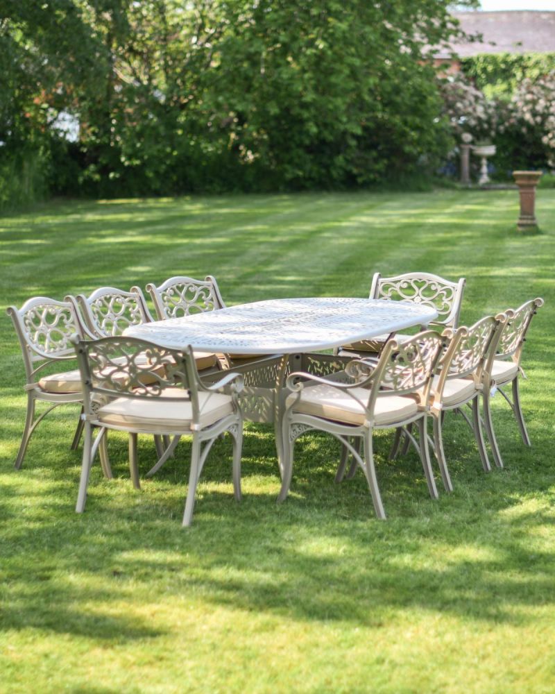 Antique Champagne "Moreville" Eight Seater Garden Table & Chair Set