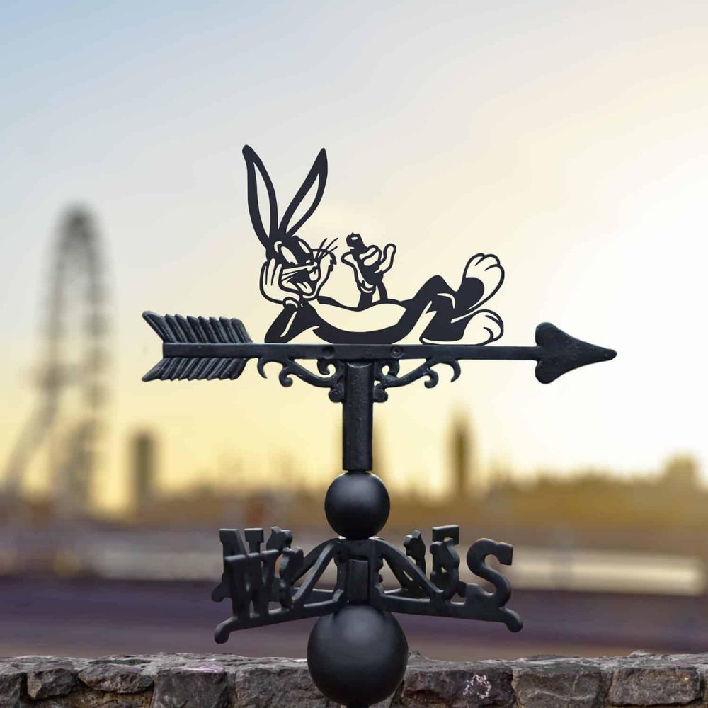 Cast Iron & Steel Cartoon Rabbit with Carrot Weathervane | Black ...