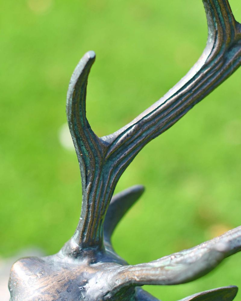 81cm Aluminium Stag Garden Sculpture Ornament Cast Aluminium With Aged Finish