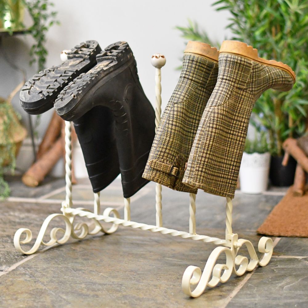 “Grangewood” Cream 3 Pair Boot Rack | Black Country Metalworks