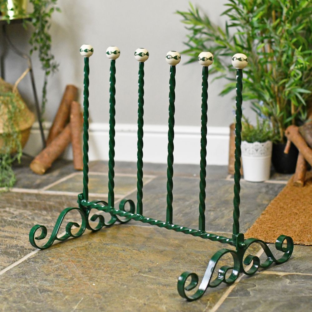 “Estrook” Forest Fern Green Three Pair Boot Rack | Black Country Metalworks