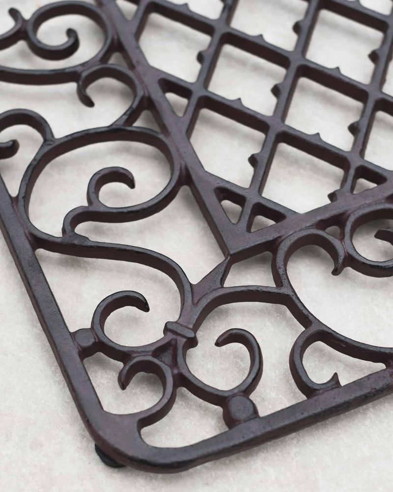 Natural Cast Iron Ornate "Aureate" Rectangular Doormat Black Country
