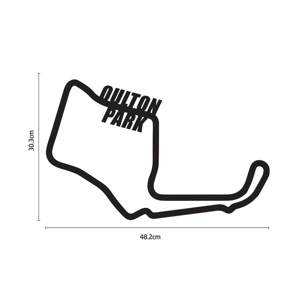 Oulton Park Motor Racing Circuit Black Steel Wall Art 30cm Black