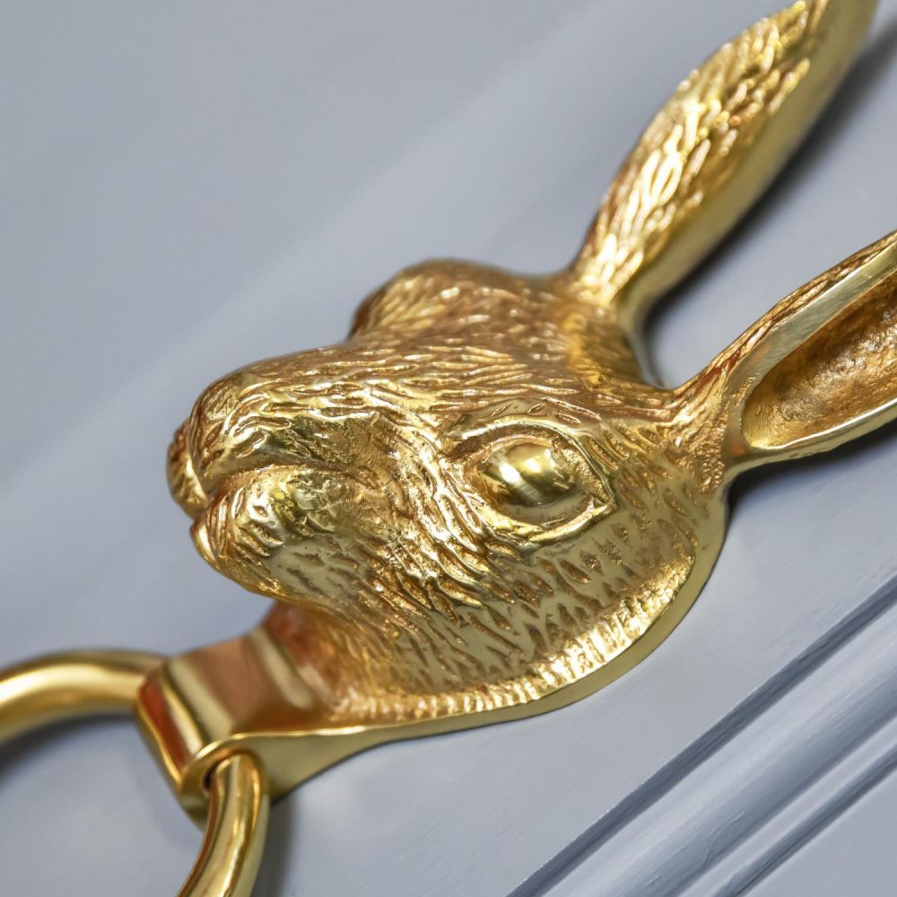Rabbit Knocker Polished Brass Rabbit Door Knocker | Black Country Metalworks