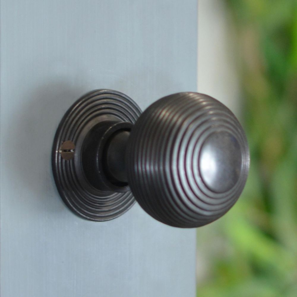Dark Bronze Beehive Door Knob Set Black Country Metalworks