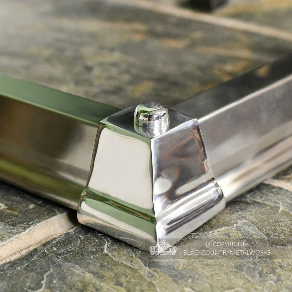 "Aldby Park" Bright Chrome Adjustable Hearth Fender Black Country