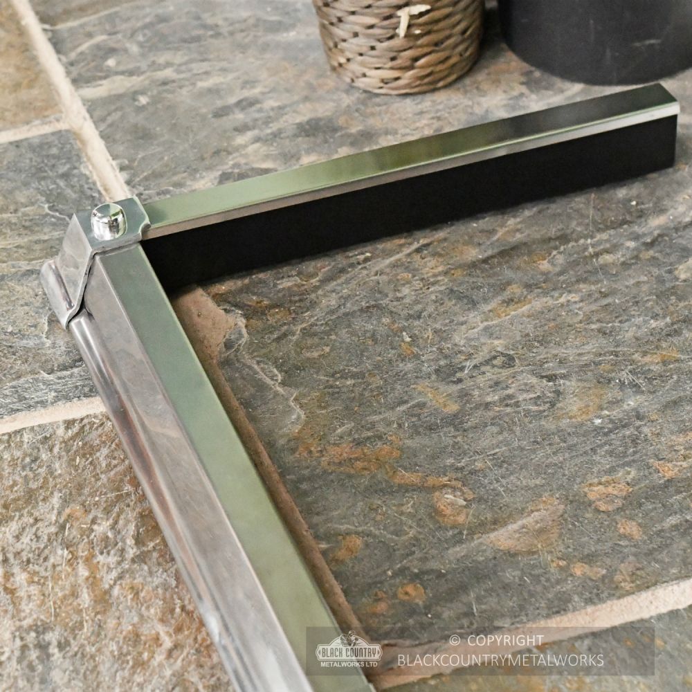 "Aldby Park" Bright Chrome Adjustable Hearth Fender Black Country