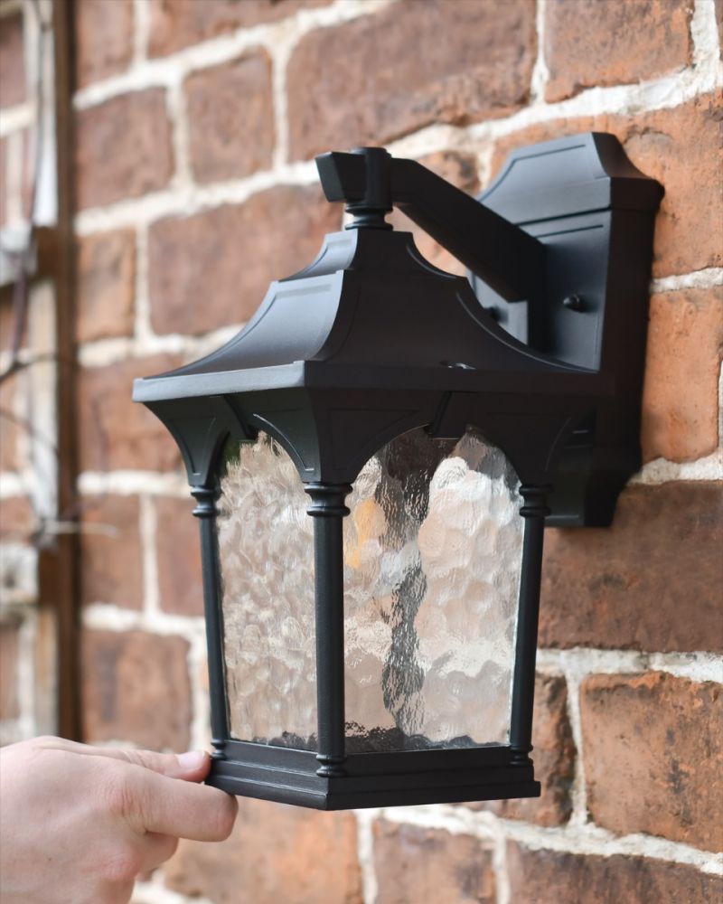 Traditional "Adara" Top Fix Wall Lantern Black Country Metalworks