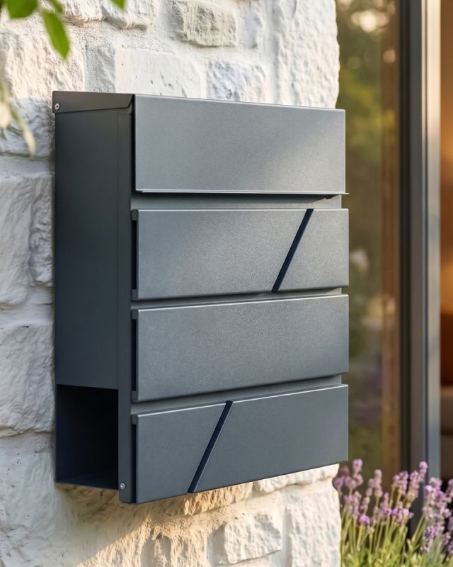 "Arlington" Grey Modern Wall Mounted Post Box & Newspaper Holder ...