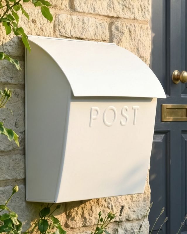 Cream Contemporary Post Box With Lock | Black Country Metalworks