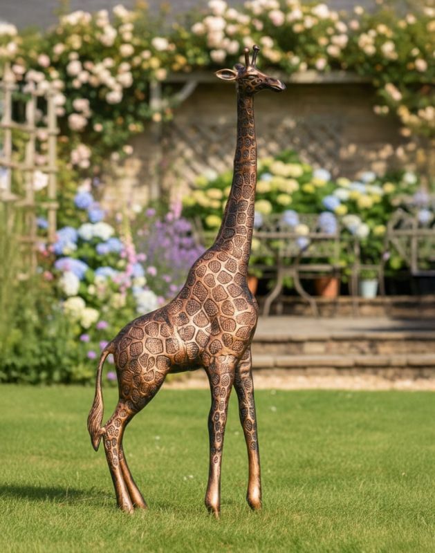 Copper Finish Giraffe Cast Aluminium Sculpture | Black Country Metalworks