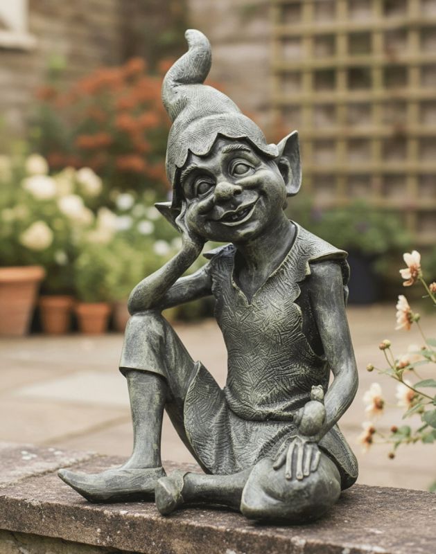 Sitting Pixie Resin Garden Statue | Black Country Metalworks