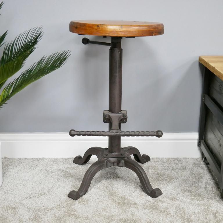 Milkwood Farm” cast iron stool with wooden seat Black Country