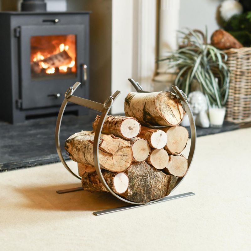 Pewter Blacksmith Curved Log Rack Black Country Metalworks