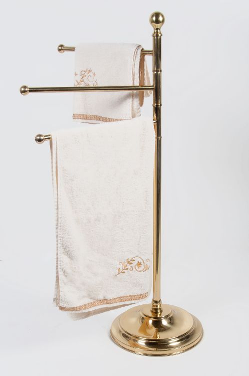 Polished Brass Free Standing Towel Rail Black Country Metalworks