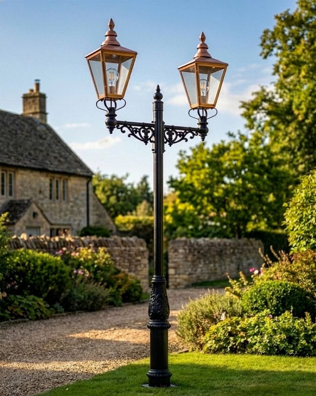 Rochester Double Lamp Post - 3.6m | Black Country Metalworks