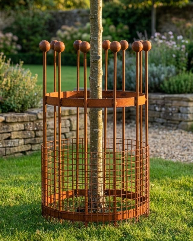 Rustic Garden Guard Wrought Iron Traditional 'Burghley' Rustic Tree Guard | Black Country ...