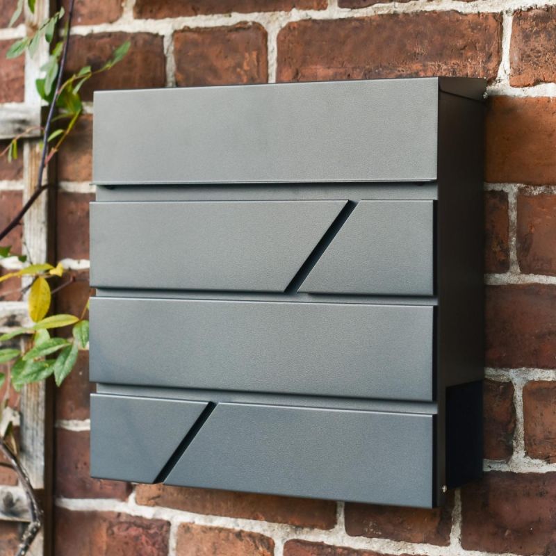 "Arlington" Grey Modern Wall Mounted Post Box & Newspaper Holder ...