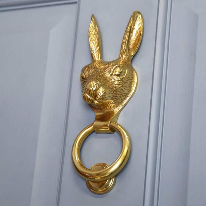 Rabbit Knocker Polished Brass Rabbit Door Knocker | Black Country Metalworks