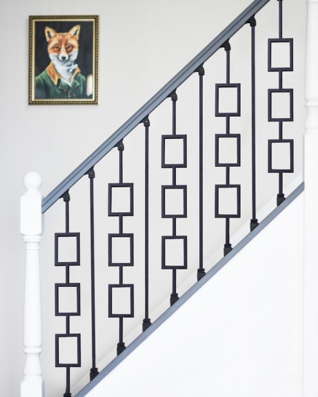 Set of 2 Matte Black "Regarna" and "Enfield" Steel Stair Spindles