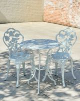 Cast Aluminium "Blossom" White Two Seater Bistro Set