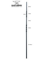 Set of 2 Matte Black "Enfield" Straight & Double Twist Stair Spindles - Pattern 2 Dimensions Set of 2 Matte Black "Enfield" Straight & Double Twist Stair Spindles - Pattern 2 Dimensions