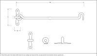 12" External Beeswax Forged Cabin Hook & Stay Dimensions
