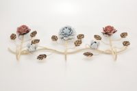 Coloured Roses 3 Hook Coat Rack