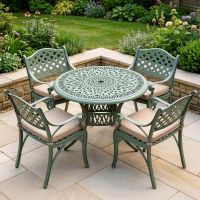 The “Gardenia” Deluxe 4-Seater Outdoor Dining Set - Sage Green Digital Illustration