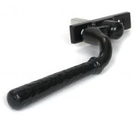 Close-Up of 16mm Hammered Black Espagnolette Window Handle - Right Hand