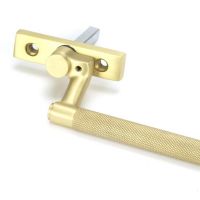 Close-Up of 16mm Satin Brass "Royale" Espagnolette Window Handle - Left Hand Close-Up of 16mm Satin Brass "Royale" Espagnolette Window Handle - Left Hand