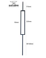 Set of 2 Matte Black "Enfield" Steel Stair Spindles - Pattern 10 Dimensions Set of 2 Matte Black "Enfield" Steel Stair Spindles - Pattern 10 Dimensions