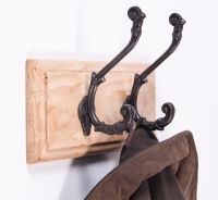 Ivy Lane Wooden hook rack, with hand wrought Iron double hooks