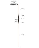 Matte Black "Rowton" Steel Stair Spindles - Spindle ONLY - No Brackets Dimensions