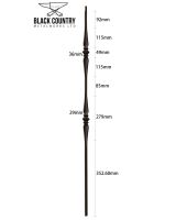 Matte Black "Lowfield" Steel Stair Spindles - Spindle ONLY - No Brackets Dimensions