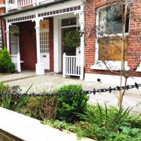 Black Galvanised Steel Chain in Situ in a Garden Black Galvanised Steel Chain in Situ in a Garden
