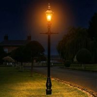 AI Illustration of the 2.25m Copper Harrogate Lamp Post in Use at Night
