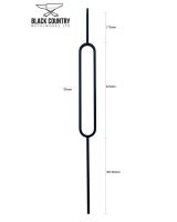 Set of 2 Matte Black "Enfield" Steel Stair Spindles - Pattern 16 Dimensions