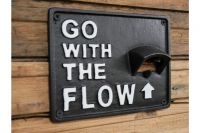 "Go With The Flow" Iron Wall Mounted Bottle Opener In Situ