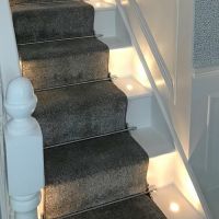 Bright Chrome Acorn Finial Stair Rods in Situ Bright Chrome Acorn Finial Stair Rods in Situ