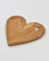 Wooden Heart Shaped Serving Platter - 36cm