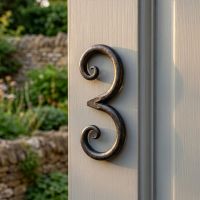 Hand Forged Wrought Iron House Number 3 Digital Illustration