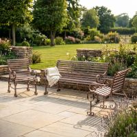 Robust "Chatham" One & Three Seater Park Bench Set - Rustic Wrought Iron