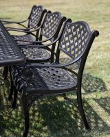 The "Highgrove" 8-Seater Luxury Garden Dining Set - Antique Copper Table Chair Close Up No Cushions The "Highgrove" 8-Seater Luxury Garden Dining Set - Antique Copper Table Chair Close Up No Cushions
