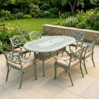 The "Eden" 6-Seater Outdoor Dining Set - Sage Green Digital Illustration