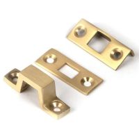 Close-Up of Fittings for 4" Universal Bolt in Satin Brass