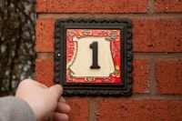 "Scarlett Blooms" Small Iron & Tile House Number Sign