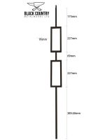 Set of 2 Matte Black "Opulenza" and "Enfield" Steel Stair Spindles Dimensions