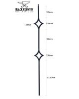 Set of 2 Matte Black "Dimanti" and "Enfield" Steel Stair Spindles Dimensions Set of 2 Matte Black "Dimanti" and "Enfield" Steel Stair Spindles Dimensions